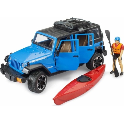Bruder 2528 Jeep WRANGLER RUBICON / Auto s řidičem a kajakem