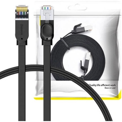 Baseus Мрежов плосък кабел Baseus RJ45, Cat. 6, 5м PCWL-D01 - черен (PCWL-D01_VZ)