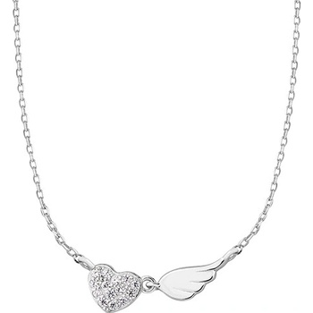 Olivie Strieborná retiazka srdce s anjelským krídlom 2277