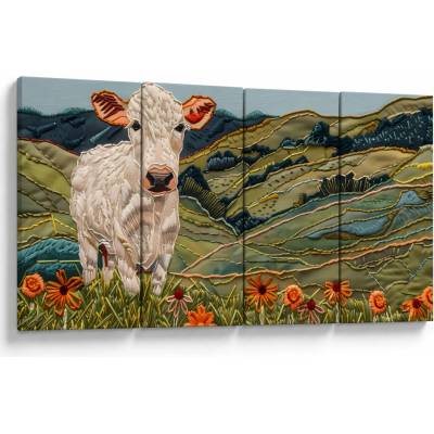 Obraz - Imitácia pleteného motívu, štvordielne 160x80 cm