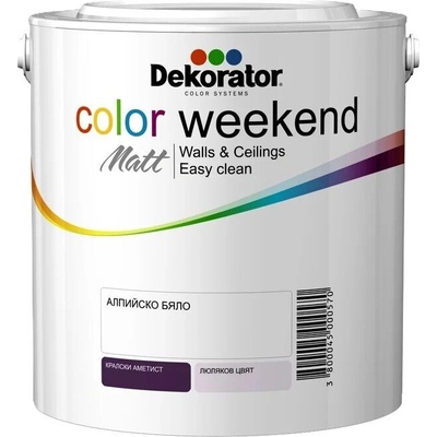 Dekorator Цветен латекс DEKORATOR Color Weekend Matt Алпийско бяло- 2.5 литра (11-367)