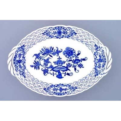 Český porcelán Dubí Košík prolamovaný cibulák 24 cm