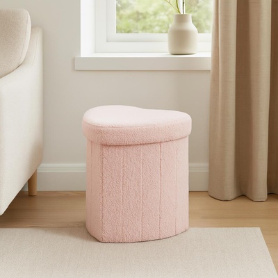 Home Styling Collection Kolekce bytového stylingu ALLOY Puf ve tvaru srdce, čalounění z ovčí kůže, 34 x 28 x 35 cm