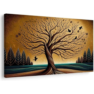Obraz podzimní strom života s ptáky - 60x40