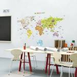 Ambiance Детски стикер на стената 120x150 cm Giant World Map - Ambiance (AMB-61005)