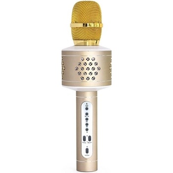 Mikrofon karaoke Bluetooth zlatý na baterie s USB