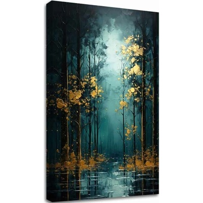 Moderný nástenný dekor Zlatá listová fantázia - PREMIUM ART - 60x90 cm