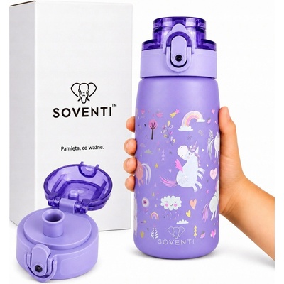 Soventi detská fľaša na pitie z nehrdzavejúcej ocele 350 ml lila