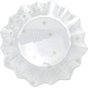 Dakls Стъклена чиния с коледен мотив за сервиране ø 19, 5 cm Frosty Flakes - Dakls (DOR21014)