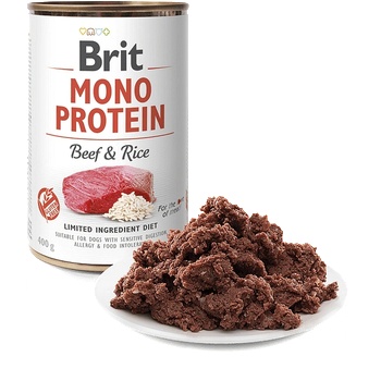 Brit mono protein beef&rice - консервирана кучешка храна с телешко и ориз 0.400 кг