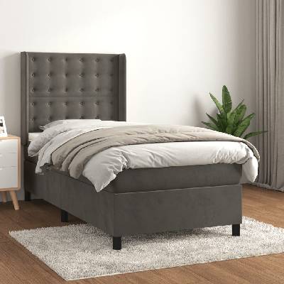 Petrashop 3132904 boxspring postel s matrací tmavě šedá samet