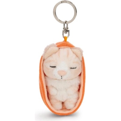 NICI ключодържател спящо Котенце бежово 12 см, оранжева кошница, green