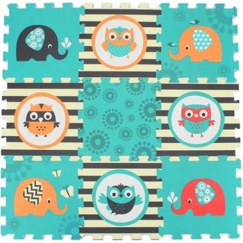 HM Studio Pěnové puzzle Sloni a sovy 9ks