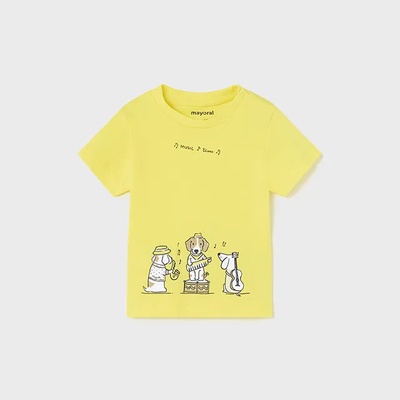 MAYORAL Тениска с къс ръкав music в лимонено жълто за бебе момче Майорал