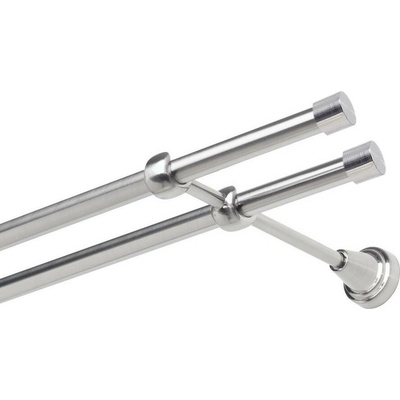 OK-GarnýžeCZ Garnýž kovová dvouřadá 19mm Pullo double nerez 250 cm do stěny / na tunýlek - bez kroužků