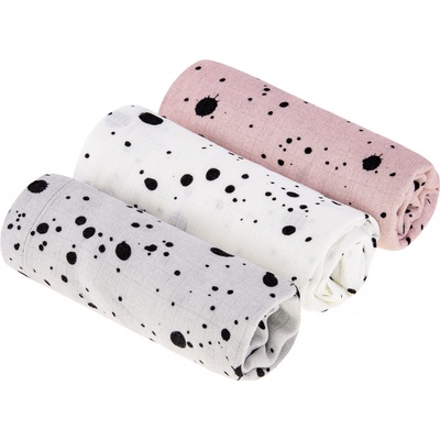Sleepee Hanky Mušelínové bambusové pleny šedá/bílá/růžová 3 ks