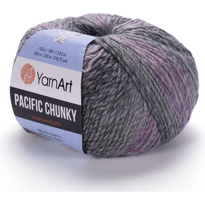 Yarn Art příze Pacific Chunky 303 šedý melír s růžově fialovou