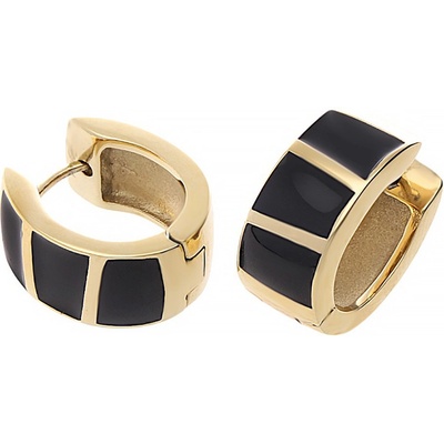 MPM Dámské ocelové nerezové náušnice 7254 - zlatočerné barvy