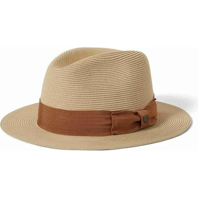 Brixton Roma Straw Packable Fedora Natural/Bronze
