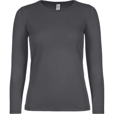 B&C #E150 LSL /women Dámske tričko s dlhým rukávom sivá dark