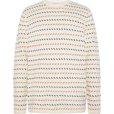 KnowledgeCotton Apparel Мъжки вълнен пуловер Knowledgecotton apparel Jacquard Crew Neck Knit Wool jumper - Egret - размер XXL (005-6711-0115)