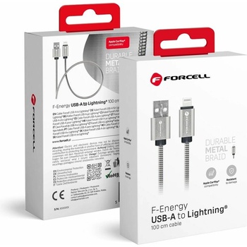 Forcell C236 USB-A na Lightning 2,4A 12W, 1m, stříbrný