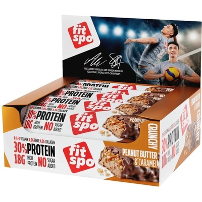 FIT SPO Crunchy | Protein Bar [12 x 60 грама] Фъстъчено масло с карамел
