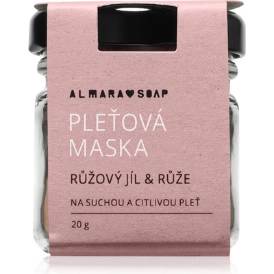 Almara Soap Face Pink Clay & Rose успокояваща маска за лице за много суха и чувствителна кожа 20 гр