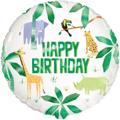UNIQUE Balónek foliový SAFARI Happy Birthday narozeniny 45 cm