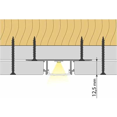 ML-761.046.74.1 Hliníkový profil pro sádrokarton AX, 62x14mm, včetně mléčného difuzoru, 1m