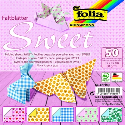 Folia Bringmann Origami papír Sweet 80g/m2 50 listů 15x15 cm
