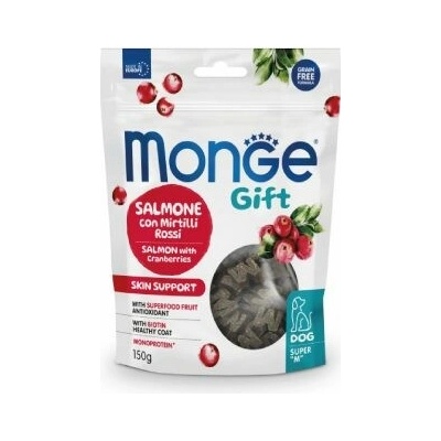 MONGE GIFT Dog Skin M pamlsky s lososem a brusinkami 150 g