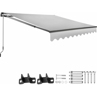 tectake 406129 výsuvná markýza ornella s držákem na zeď - 250 x 200 cm,světle šedá