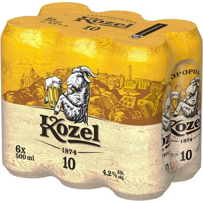 Velkopopovický Kozel pivo světlé výčepní 6 x 0,5 l (plech)