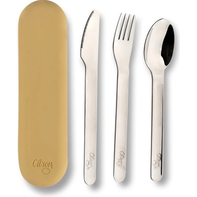 Citron Set příborů se silikonovým pouzdrem Yellow Citron 3 ks