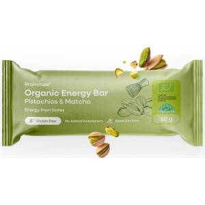 BrainMax BrainMax® Organic Energy Bar, шамфъстък & матча, 24 x 50 g