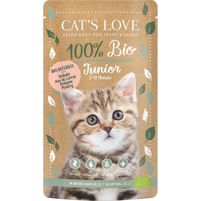 CAT’S LOVE 24х100г Junior Bio Cat's Love, консервирана храна за котки - био птиче