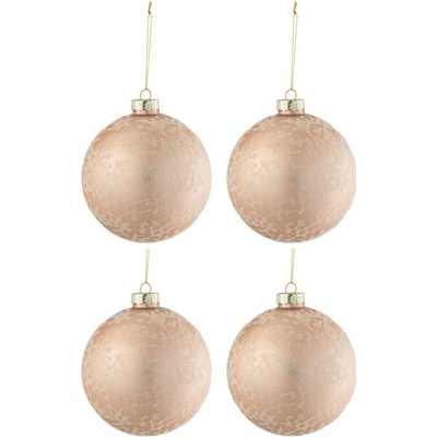 Set čtyř růžových skleněných vánočních ozdob J-Line Pearl 12 cm