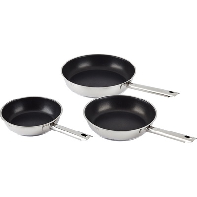 RÖSLE ELEGANCE 3-piece frying pan set, high-quality universal pans with robust ProPlex non-stick coating, 20 cm, 24 cm and 28 cm, 18/10 stainless steel, suitable for induction, dishwasher safe - 13216
