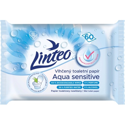 LINTEO vlhčený Aqua Sensitive 60 ks