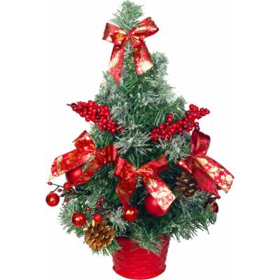 Stromček MagicHome Vianoce, ozdobený, zasnežený, červený, 40 cm