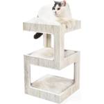 Freedog Rascador Balcony - Катерушка с драскало за коте с платформи за почивка, 34 x 34 x 60 см. - кремава
