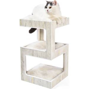 Freedog Rascador Balcony - Катерушка с драскало за коте с платформи за почивка, 34 x 34 x 60 см. - кремава