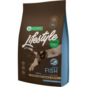 Nature's Protection Nature's Protection CAT - LIFESTYLE Grain Free Sterilised White Fish Adult Cat, висококачествена храна за пораснали кастрирани котки от всички породи, БЕЗ ЗЪРНО, с бяла риба, Литва - 7 кг 125029