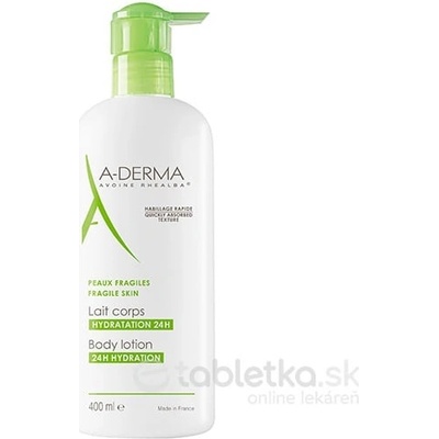 A-Derma Original Care hydratačné telové mlieko Softens and Moisturises 24h, with Pump 400 ml