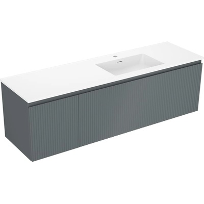 Mexen Rivel шкаф за баня 160 см с мивка Otis дясна, 1S, 1D, с релефна структура, (91A23-16047-3-BBFF66-W18P01)