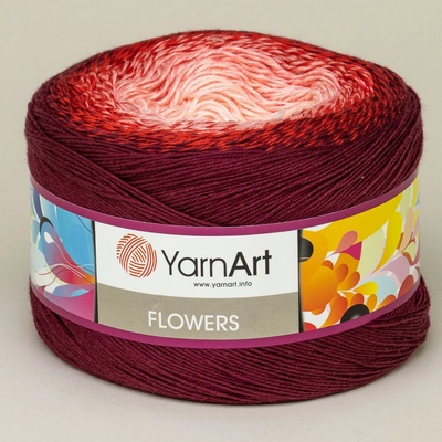 Pletací / háčkovací příze YarnArt FLOWERS 269 vínovo-červeno-růžová, melírovaná (duhová), fantasy, 250g/1000m