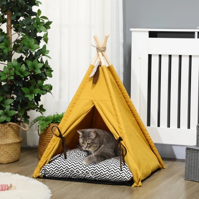 PawHut Pelíšek pro domácí mazlíčky teepee 60 x 60 x 76 cm