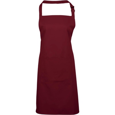 Premier Workwear Keprová pracovní zástěra s kapsou z kolekce Colours Collection vínová Pantone 216C 72x86cm PW154