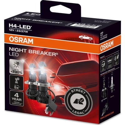 OSRAM H4 NIGHT BREAKER LED StVZO-kompatibilní LED retrofit žárovka +230% více světla 2ks – Zbozi.Blesk.cz